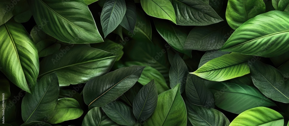Poster green nature backdrop fresh leaf green leaves backdrop. with copy space image. place for adding text