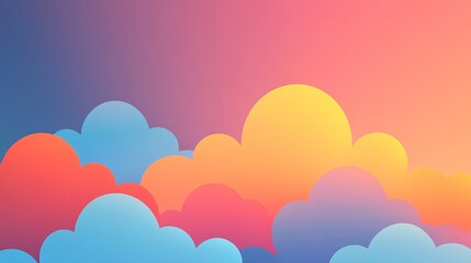 Vibrant sunset clouds in shades of pink, blue, and yellow create a serene atmosphere.