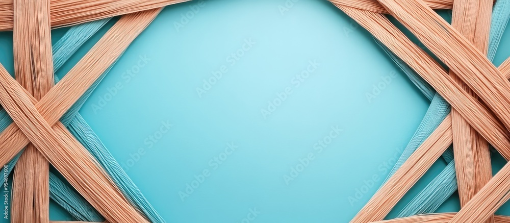Aufkleber square shaped frame and copy space created from rubber bands for weaving accessories