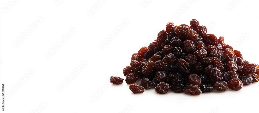 Fototapete pile of raisins on a white background. with copy space image. place for adding text or design
