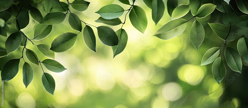 Poster view of green leaves in nature natural background. with copy space image. place for adding text or d
