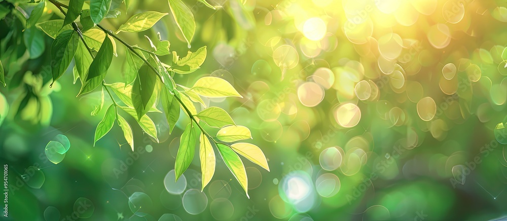Poster Background featuring abstract blurred foliage and bright summer sunlight for your text or advertisement. with copy space image. Place for adding text or design