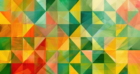 Obraz premium A vibrant abstract composition featuring geometric shapes in warm and cool colors, creating a dynamic visual experience.