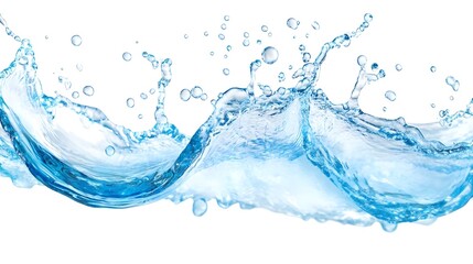 Blue Water Splash Isolated on White Background