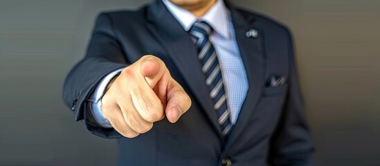 Businessman indicating copy space