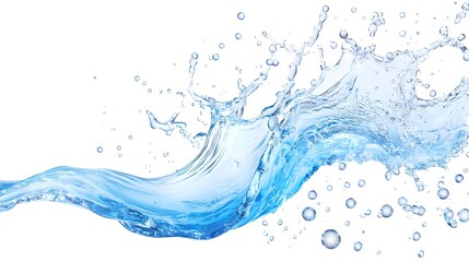 Blue Water Splash Isolated on White Background