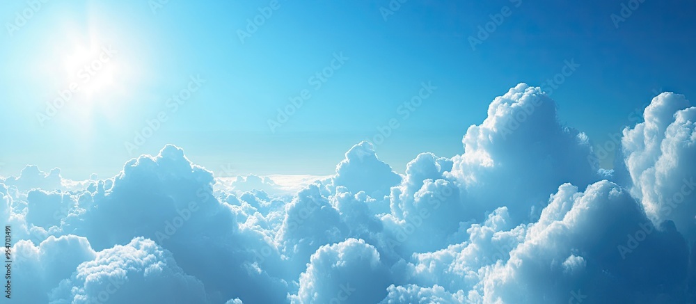 Leinwandbilder fluffy clouds and sunlight in a blue sky. with copy space image. place for adding text or design