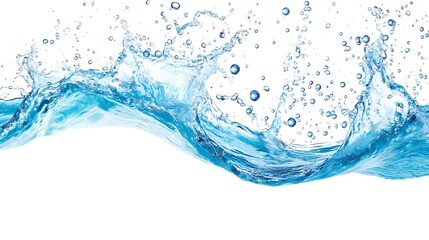 Blue Water Splash Isolated on White Background