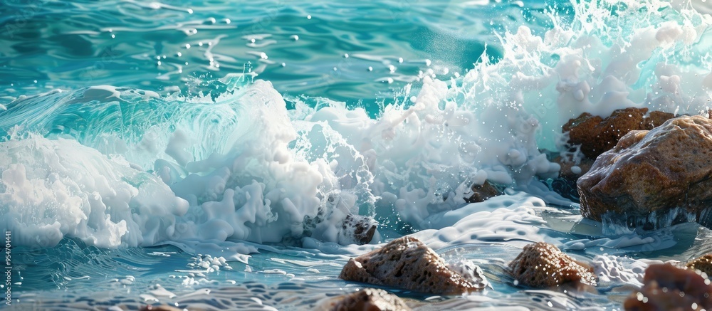 Aufkleber sea waves. with copy space image. Place for adding text or design