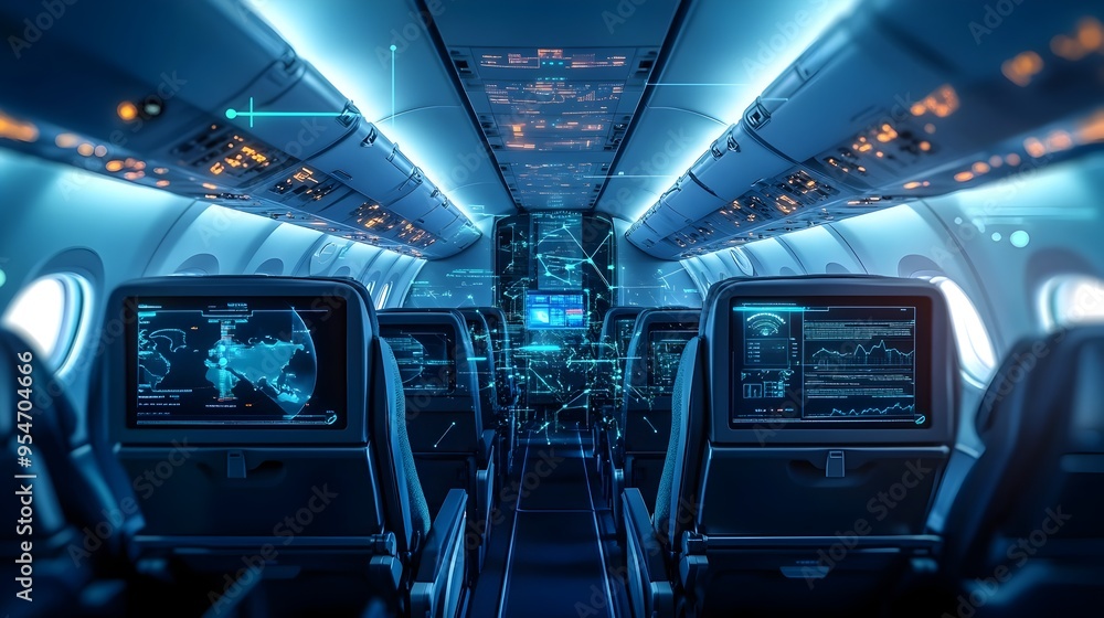 Aufkleber smart iot sensors and devices continuously monitoring environmental conditions in an aircraft cabin 