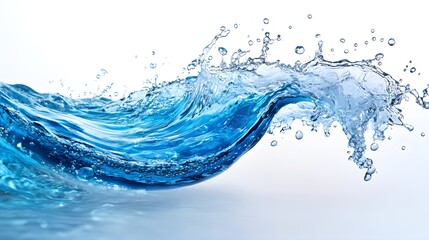 Blue Water Splash Isolated on White Background