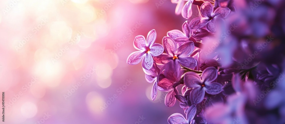 Leinwandbilder lilac flower backgrounds macro shot of spring lilac violet flowers illuminated by sunlight creating 