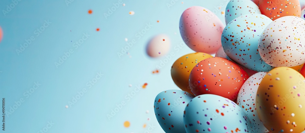 Leinwandbilder Background featuring multicolored Easter eggs. with copy space image. Place for adding text or design
