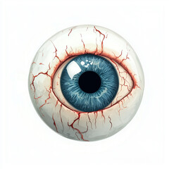 The eyeball is creepy, watercolor clipart illustration with white isolated background.