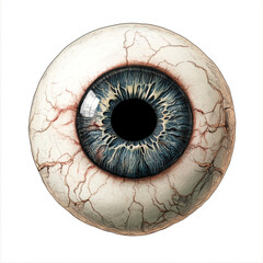 The eyeball is creepy, watercolor clipart illustration with white isolated background.