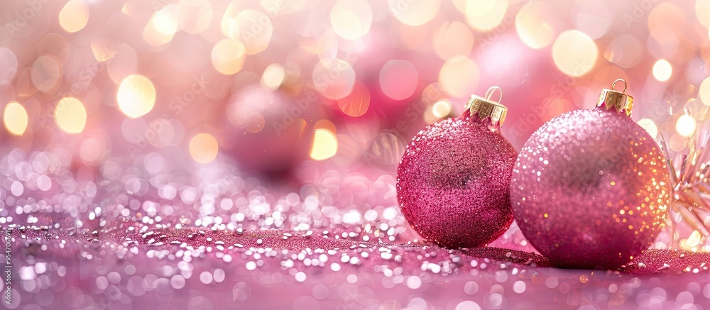 Aufkleber Christmas abstract pink bokeh background with a light color blur for your design work in the New Year concept. with copy space image. Place for adding text or design