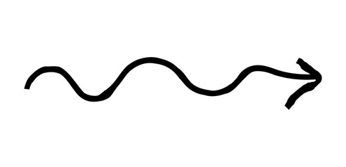 Hand drawn simple arrow drawn with wax crayon, chalk or charcoal. Uneven dry texture for underlining highlighting. Pencil drawn lines, strikethrough, grungy vector isolated on white.