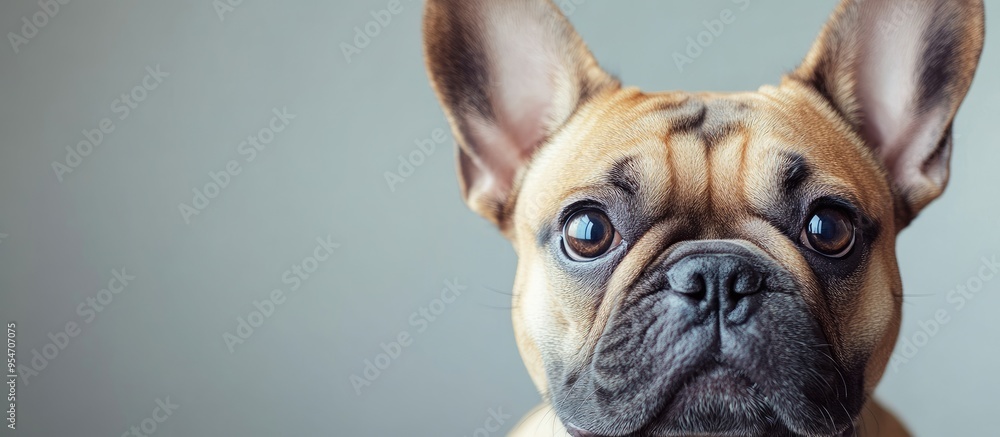 Poster french bulldog with a dark nose. with copy space image. place for adding text or design