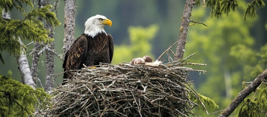 Male and Female Bald Eagle During Breeding Season. with copy space image. Place for adding text or design
