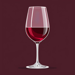 vector illustration of a single wine glass filled with red wine