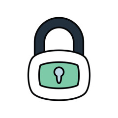 lock color line icon with white background vector stock illustration