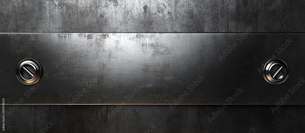 Poster steel background plate featuring a frame and screws. with copy space image. place for adding text or