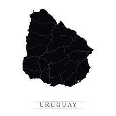Uruguay map on white background vector. Administrative regions of Uruguay