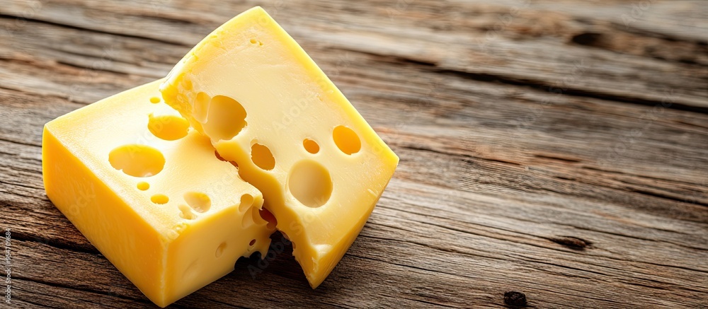 Poster cheese on a wooden surface. with copy space image. place for adding text or design