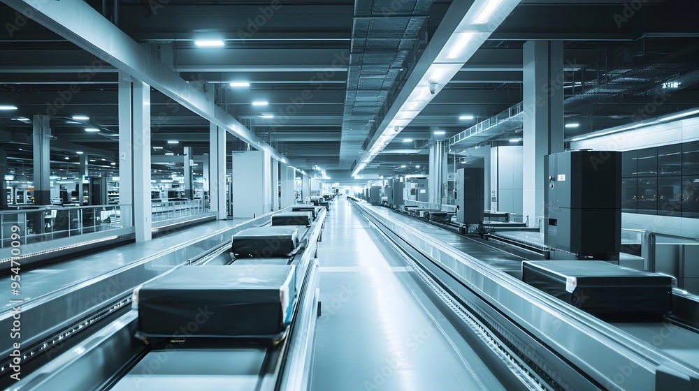 Poster photograph showcasing the of iot technology in airport baggage handling systems driving efficiency r