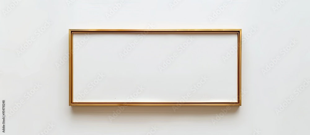 Poster broad gold wooden picture frame featuring a blank canvas cutout on a white background. with copy spa