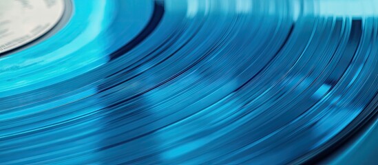 Close up shot of a blue vinyl record The surface of a vintage vinyl record Shallow depth of field. with copy space image. Place for adding text or design
