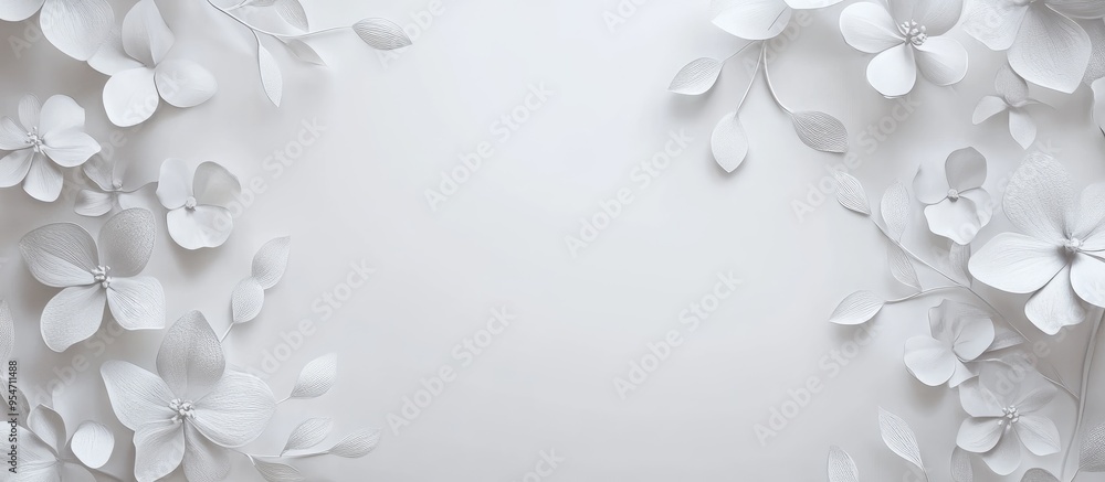 Aufkleber white floral border. with copy space image. place for adding text or design