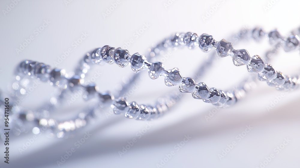 Poster a close-up view of a transparent dna double helix structure showcasing its intricate design and mole