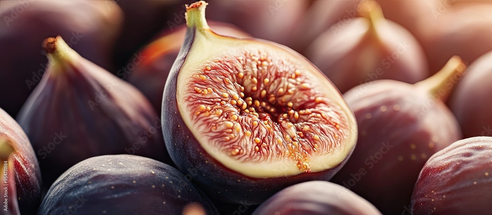 Leinwandbilder farm fresh figs background close up macro shot of ripe farm fresh figs. with copy space image. place