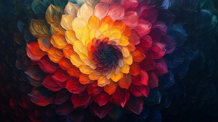 Abstract Oil Painting of a Flower with Swirling Petals