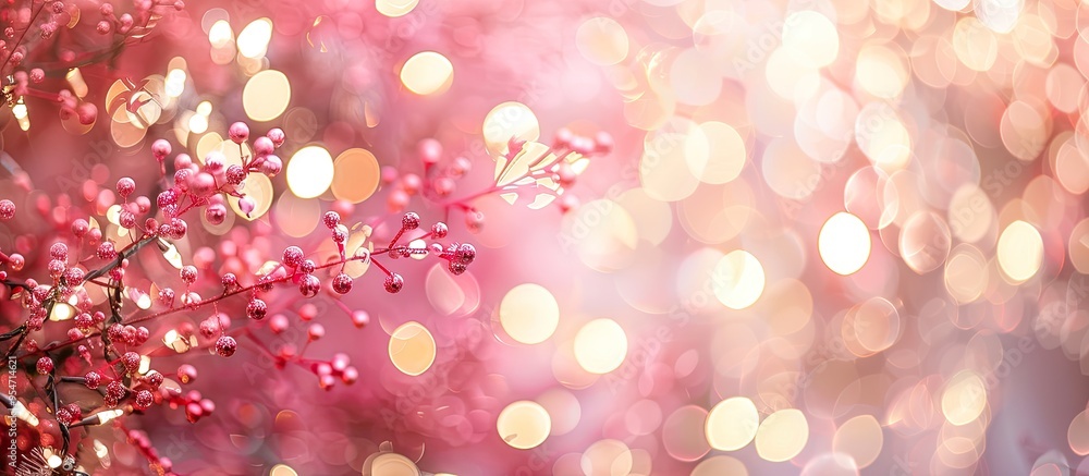 Leinwandbilder Christmas abstract pink bokeh background with a light color blur for your design work in the New Year concept. with copy space image. Place for adding text or design