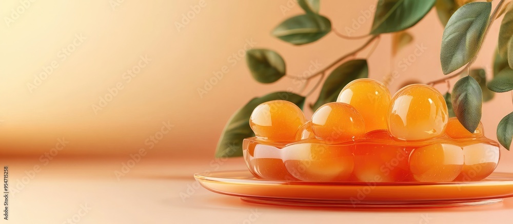 Leinwandbilder loquat jelly for a summer dessert visual. with copy space image. place for adding text or design