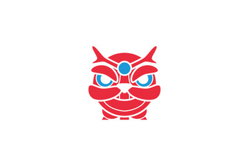 Colorful vector illustration of a traditional Chinese lion head mask, perfect for New Year celebrations