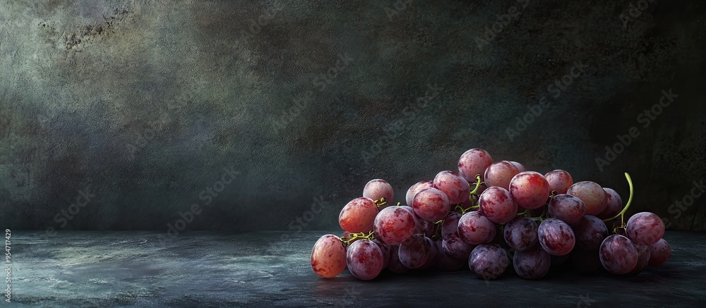 Leinwandbilder Still life featuring grapes against a dark backdrop. with copy space image. Place for adding text or design