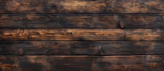 Old brown rustic dark wooden texture panoramic wood background long banner. with copy space image. Place for adding text or design