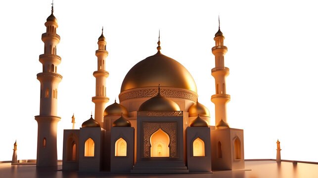 3D realistic Islamic background on transparent background 