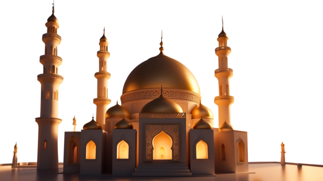 3D realistic Islamic background on transparent background 