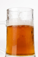 Toasted Beer Glass Body in Vertical Orientation Against White