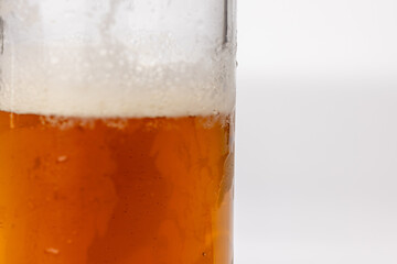 Detailed Toasted Beer Foam Centered on a White Backdrop