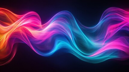 Abstract Neon Wave with Vibrant Colors and Delicate Lines
