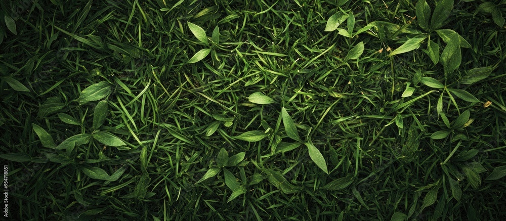Poster Image of a square background featuring green grass. with copy space image. Place for adding text or design