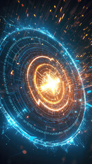 Obraz premium A Glowing Rune of the Digital Age: Where Mysticism Meets Technology in a Symphony of Light