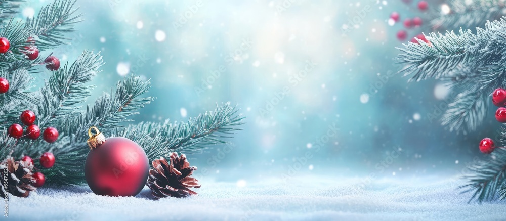 Poster christmas and new year holidays backdrop winter season christmas greeting card. with copy space imag