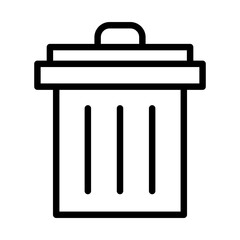 Trash can, bin icon in thin line style vector illustration graphic design