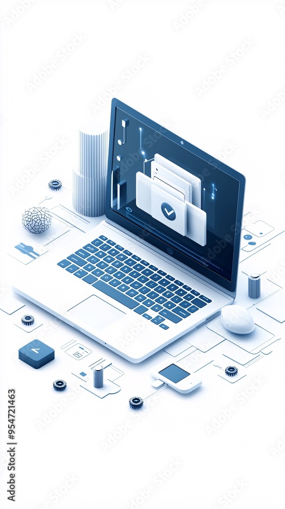Poster laptop displaying a content management system (cms) interface, website backend design, seamless cont
